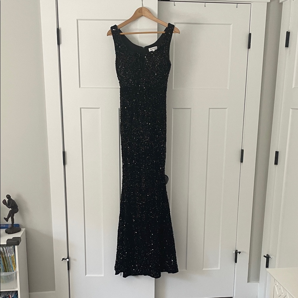 Elegant Black Sequin Evening Gown